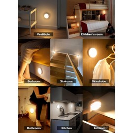 Homelist 6 Pack Motion Sensor Light Indoor, Rechargeable Puck Lights, Wireless Battery Operated Night Light for Closet, Hallway, Stairs, Kitchen with 2 Color Temperatures