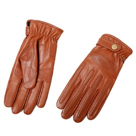 Harssidanzar Motorcycle Gloves for Men Full Finger Gloves Made of Real Sheepskin SM055EU, Saddle, Size M