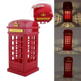 GOWENIC Retro London Telephone Booth Night Light, USB Charging LED Night Lamp Touch Sensor Table Desk Light, Dimmable Yellow LED Desk Lamp for Bedroom Students Dormitory