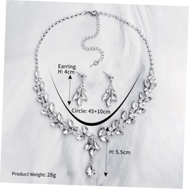 SAFIGLE Crystal Necklace Prom Jewelry Crystals Stunning Pendant Necklaces Pearl Jewelry Pearl Pendant Pearl Necklace for Women Post Earrings for Women Bridesmaid Earrings Prom Suits Silver