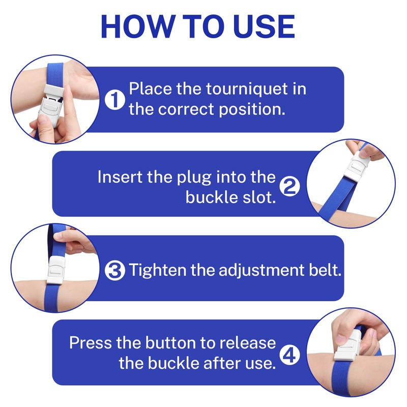 4 Pack Tourniquets for Blood Drawing，Elastic Tourniquet for Emergency First