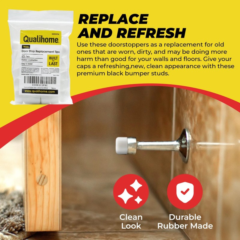 Qualihome Premium Rubber Door Stop Stud Replacement Tips – Doorstopper