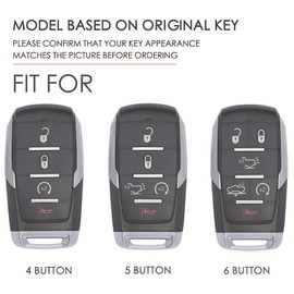 ontto Cowhide Car key cover fit for Dodge RAM 1500 2500 3500 4500 5500 2019-2024 keyless go key holder handmade leather case keyring keychain Smart Shell Accessories 6 buttons Brown