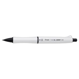 Pilot The Dr. Grip Black Accent, Advanced Mechanical Pencil with Ergonomic Grip, Shake Shake Lock Mechanism, 50% Operational Noise Reduction, 0.5mm Lead, Matte White, HTDGB-15-MW