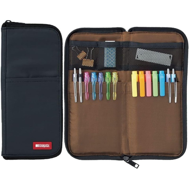 Lihit Lab A7652-24 Flat Pen Case, Black