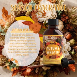 SNOWSEN Autumn Wreath Fragrance Oil, Huge 4 Fl Oz, Premium Grade Essential Oil for Diffuser and Aromatherapy, Fall Scent for Soap Making, DIY Candle, Spray, Long Lasting Seasonal Scents