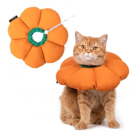 Elizabeth Color Cat Soft Waterproof Lightweight Wound Protection After Surgery Prevents Licking and Snagging Preventing Does Not Obstruct Visibility or Eating and Drinking, Cute Orange Flower Shape,