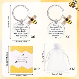 12 Sets Teacher Appreciation Gift for Women, Thank You Keychain Gifts Bulk for Teacher/Colleagues/Nursery, Leaving keyrings Gifts for Women, New Job Employee Retirement Gifts Cards for Christmas