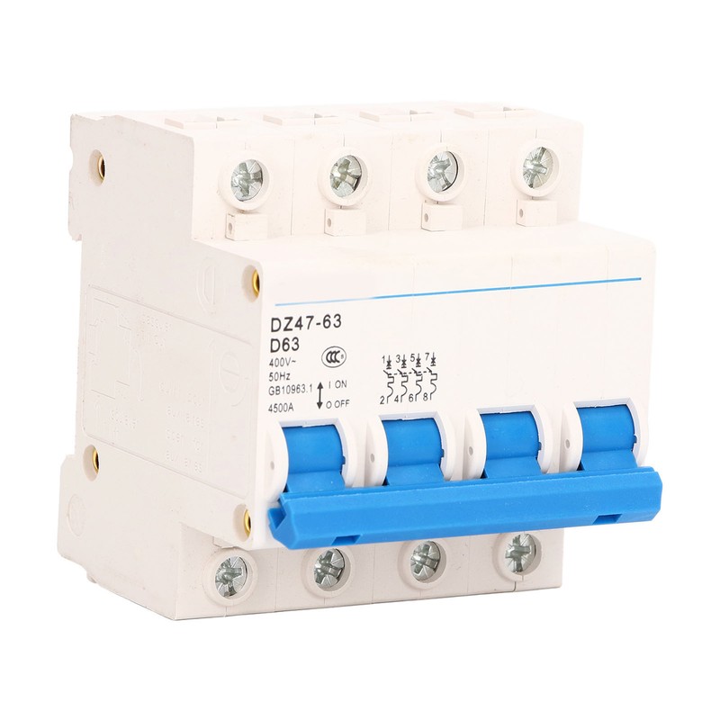 4P Miniature Circuit Breaker DIN Rail Mount Low Voltage Overload