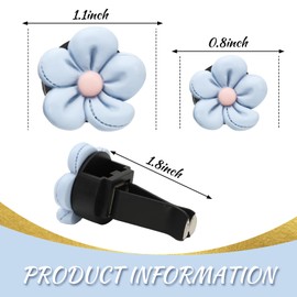 JarThenaAMCS 6Pcs Daisy Floral Car Air Vent Clip Blue Flower Car Air Conditioner Outlet Decoration Cute Resin Car Interior Charm Ornament For Auto Accessories