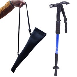 Camping & Hiking Poles Telescopic Portable Flexible Adjustable Walking Sticks for All Heights, Anti-Shock Aluminum Folding Cane Lightweight (Blue with Cover)