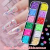 6 Boxes Sparkling Crystal Nail Rhinestones Pearls Kit,Flatback Multicolor Transparent