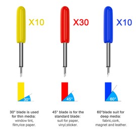 Hadwoer - 50 cuchillas de corte de repuesto para Cricut Explore Air 2/Air 3/Maker/Maker 3, incluye 10 cuchillas de punta fina, 30 cuchillas estándar y 10 cuchillas de punta profunda (multicolor)