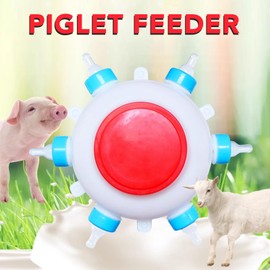 Luocute Automatic Lamb Milk Feeder Sheep Goat Calf Feeding Bucket Animal Nursing Equipment, Lamb Feeder Bucket 6 Nipples Lamb Milk Jug Nursing Bottles 2.5L Piglet Feeder for Livestock