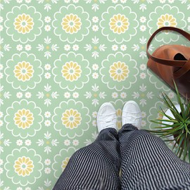 MORCART 20Pcs Peel and Stick Floor Tile, 11.8"x 11.8" Vinyl Flooring Waterproof No Adhesive Residue DIY Flooring for Bathroom, Kitchen, Fireplace, Stairs, Bedrooms, Wall - Light Green