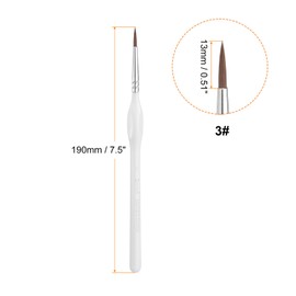 sourcing map Detail Paint Brushes 13mm Pointed Tip 190mm Length Nylon Hair Miniature Painting Brushes for Watercolor Oil Acrylic Painting(3#), White