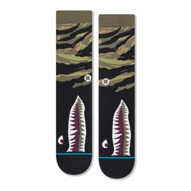 STANCE Warbird Crew Socks Camo Green Black Infiknit UK Sizes 6 - 13 (as8, alpha, m, regular, regular, Medium)