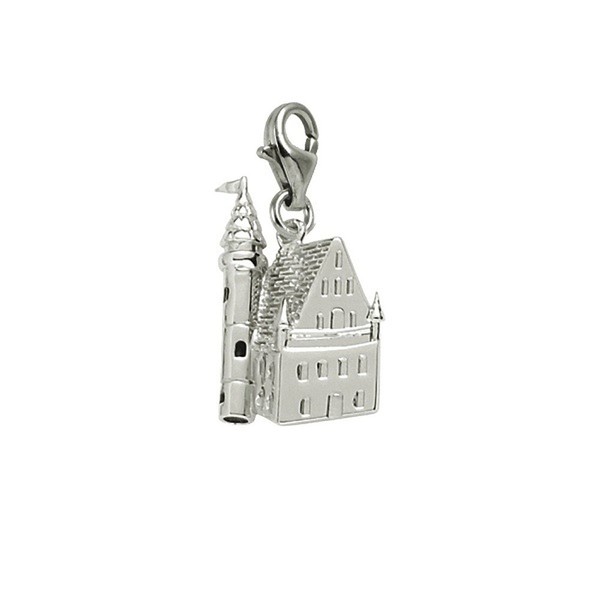 Sterling Silver Castle Charm With Lobster Claw Clasp, Charms for