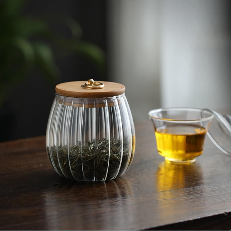 TINGJUNN Glass Coffee and Tea Jar, Airtight Glass Jar ,