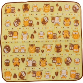 Kyoyu Hand Towel, Owl, 9.8 x 9.8 inches (25 x 25 cm), Fluffy Towel Handkerchief