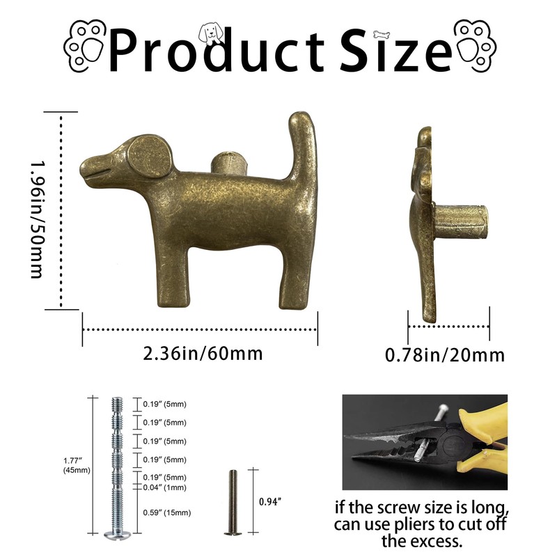 KYIEN Adorable Golden Retriever Cabinet Knobs, 6Pcs Bronze Dog Single
