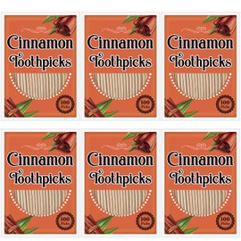 Irenare 600 Pcs Toothpick Cinnamon Wood Flavored Cinnamon Toothpicks Bulk for Adults Disposable Oral Hygiene Teeth Dental Care, 6 Pack