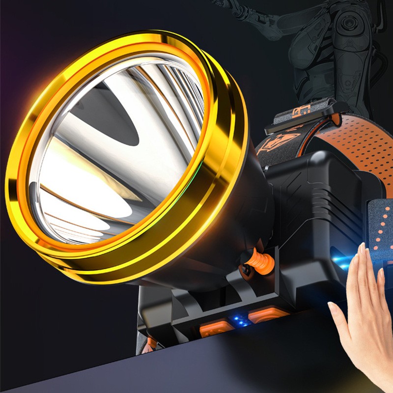 Rechargeable Headlight Aluminum Alloy Headband Sensing Head Lamp for Outdoor