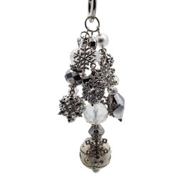 Cynthia Lynn "BAG BLING" Winter White and Silver Handbag Charm (Gunmetal Clasp)