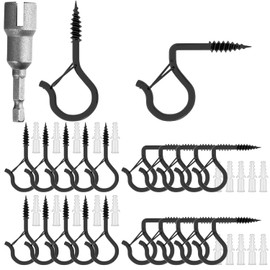 BIAHOTUR 21 Pack Q-Hanger Hooks, Screw Hooks Outdoor String Lights, String Light Hooks Include 1 Wing Nut Driver for Hanging Outdoor String Lights for Hanging Christmas Lights, Plants, Wind Chimes