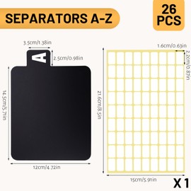 26Pcs Vinyl Record Dividers A-Z, Plastic Alphabetical Dividers with Label Stickers, Black DIY Alphabet Vinyl Organizer Accessories for Book, Albums, File, Record Storage (Black)