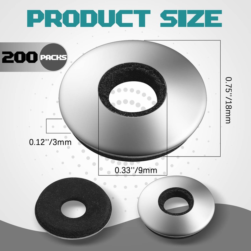 Mifoci 200 Pcs 5/16'' 304 Stainless Steel Rubber Washers Bonded