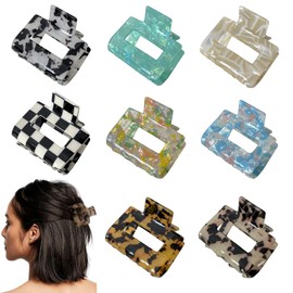 8Pcs Hair Claw Clips, BetterJonny Hair Clips Square Hair Jaw Clips Hair Accessories for Women Medium Hair Clips Tortoise Barrettes Hair Accessories