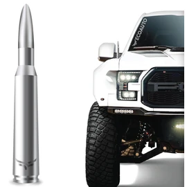 EcoAuto Bullet Antenna Replacement for Dodge Ram & Ford F150 F250 F350 Super Duty Ford Raptor Bronco Trucks - Anti-Theft Design - Radio Antenna for Truck 1990 - Current (Chrome)
