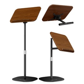 aboutool 2 in 1 Dual-use Floor Book Stand & Desktop Book Stand,Height Adjustable from 33-63in, Adjustable Book Holder with Elastic Page Clips for Music Scores, Recipe, Tablet, Laptop