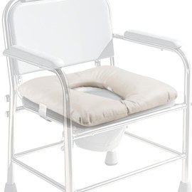 RoamReady Bedside Commode Cushion, Seniors Portable Seat Cushion for Toilet/Shower/Bedside, Universal Fit Commode Padded Seat for Elderly, Seat Pad Cover Toilet Seat 17x17 with Fixing Straps (Blue)