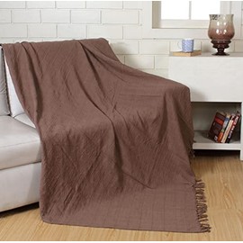 Quality Beddings Beige Cotton Woven Arm Chair Sofa Single Throw 1 Seater Chair Sofa Single Bed Size Reversible 127cm x 153cm (Batten Beige, 50''x60'')