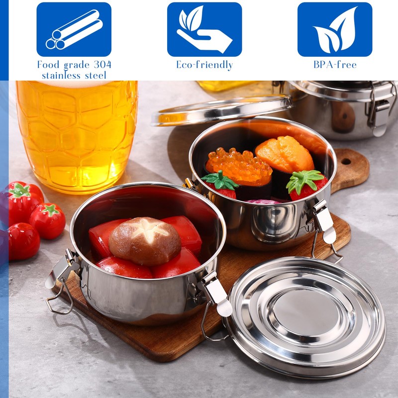 8 Pcs Small Stainless Steel Bento Box Bulk 13 oz