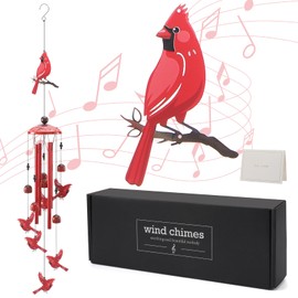 INCOK Cardinal Wind Chimes for Outside - Christmas Outdoors Cardinal Gifts Metal Inspirational Christian Windchimes with Greeting Cards Garden Decor Sympathy Memorial Yard Gifts for Christmas New Year