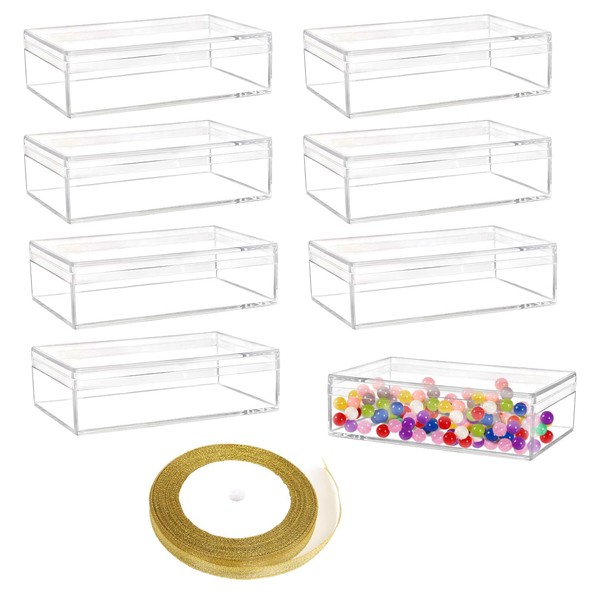 ZSDRTYU Acrylic Box With Lid, 8 Pieces Clear Acrylic Container