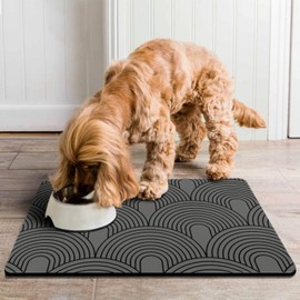 Dog Food Mats for Floors Super Absorbent, Pet Cat Food Mat - Non Slip Dog Bowl Mats for Food and Water, Eco-Friendly Boho Dog Placemats Feeding Mat