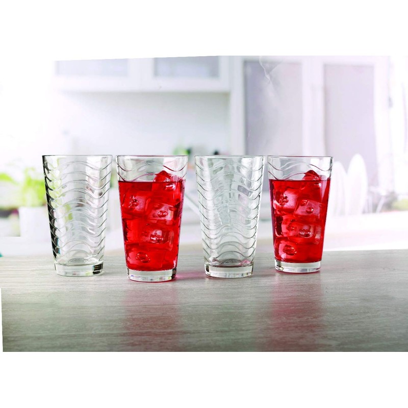 Circleware 4-Piece Set of Heavy Base Highball Drinking Glasses Tumblers,