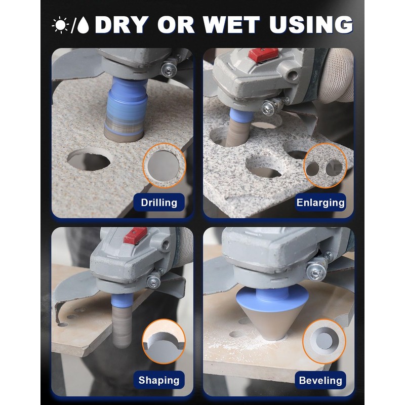 Diamond Tile Hole Saw Kit - 12Pcs 1/4'' X 2,