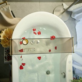 Bathtub Caddy Tray for Luxury Bathroom Bath tub Table Caddy Tray Shelf for Shower with Gold Handles fits All bathtubs