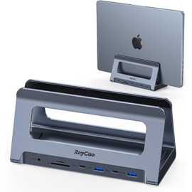 RayCue USB C Docking Station Dual Monitor for MacBook Pro/Air, USB C Dock Dual HDMI, Dual HDMI for Mac, 10Gbps USB C/USB, PD3.0, RJ45, USB/USB C 3.0, 2*USB2.0, SD/TF, Docking Station Stand with Audio