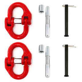 2-Pack 1/2" Hammerlock Coupling Links 12000 lbs, 2 Pins for Temporary and Permanent Assembly - Industrial G80 Chain Connection - Safety Chain Connector for Lifting, Towing, Chain Extending and Rigging