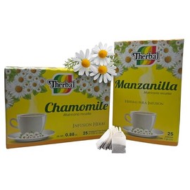 Manzanilla Té (Chamomile Tea) - 25 Bags, 100% Natural Herbal Infusion (2 Pack) - Premium Therbal Brand