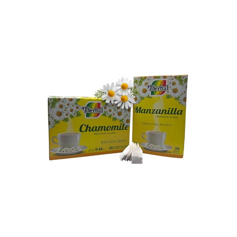 Manzanilla Té (Chamomile Tea) - 25 Bags, 100% Natural Herbal