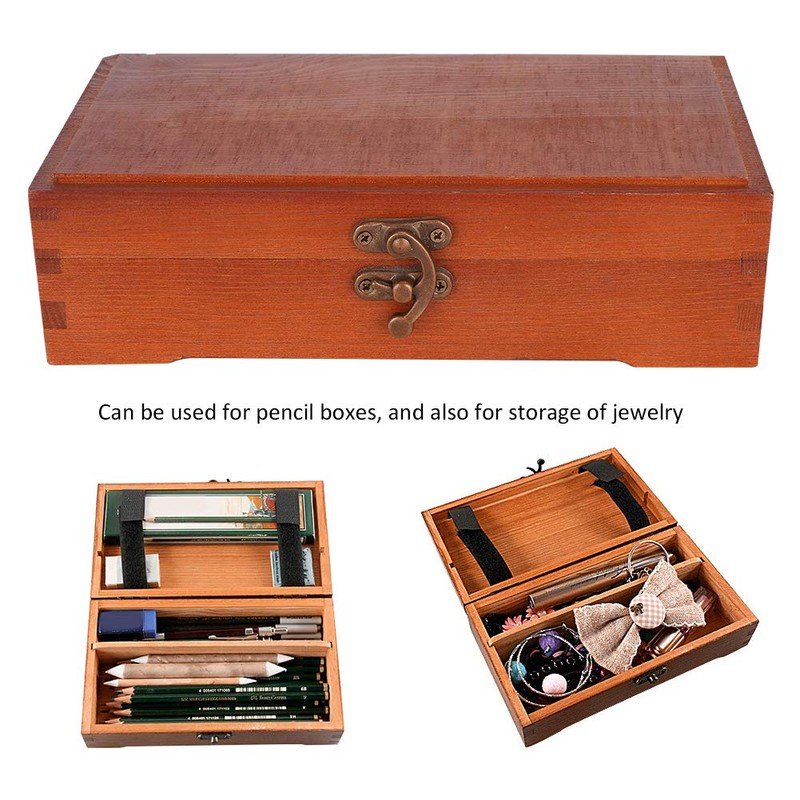 Artist Storage Box Wooden Sketching Pencil Tool Brush Box with