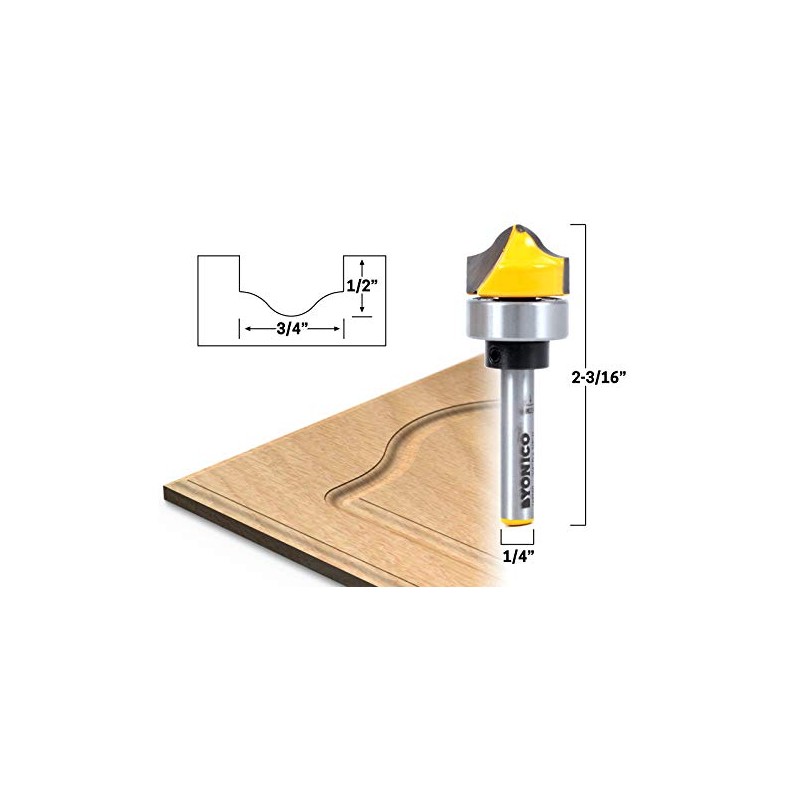 YONICO Router Bits Ogee Groove Template 3/4-Inch Faux Panel 1/4-Inch