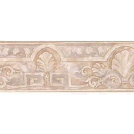 CONCORD WALLCOVERINGS ™ Wallpaper Border Vintage Pattern Shells for Bathroom Beach House Cottage, Cream Beige Grey, 15 ft by 7 in 58847778